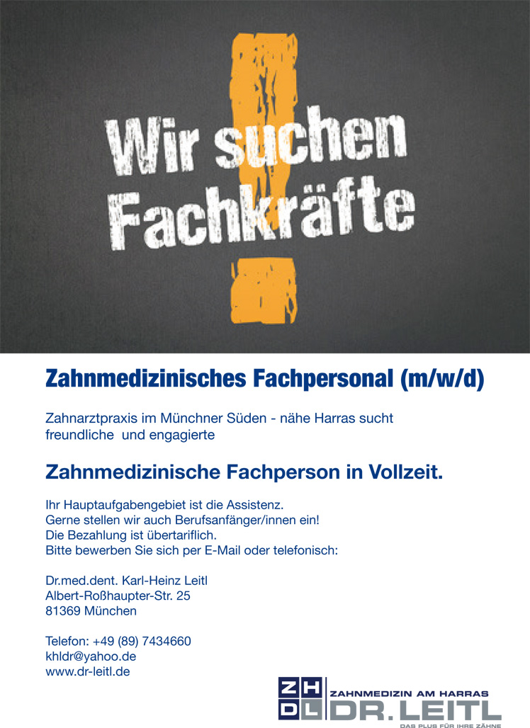 Wir suchen Zahnmedizinische Fachpersonal (m/w/d)